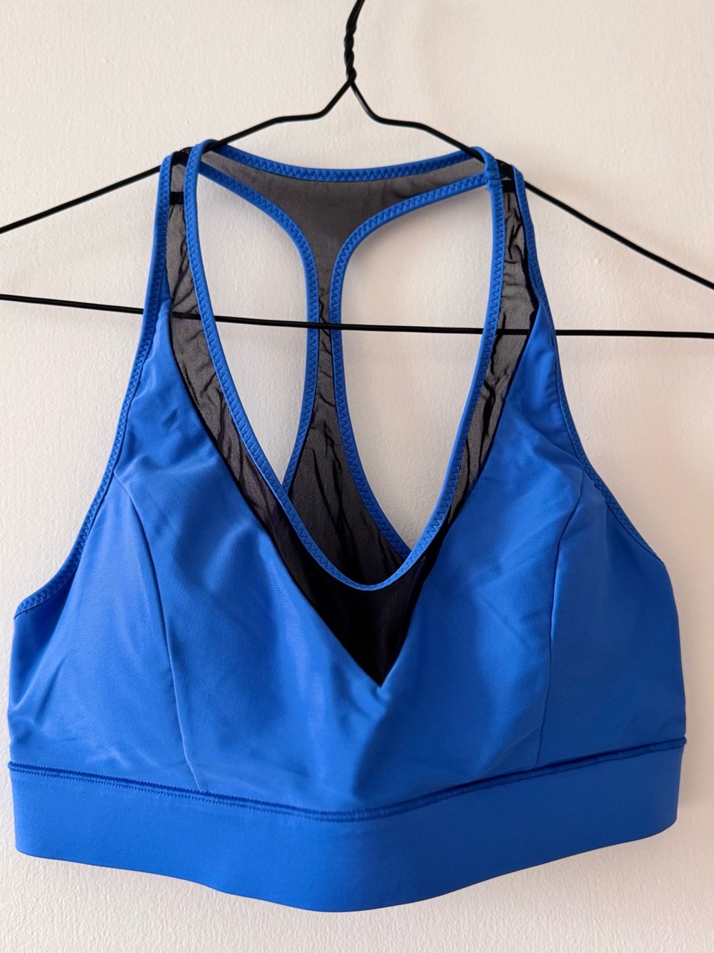 lululemon athletica Cobalt Blue Racerback Sports Bra with Black Mesh